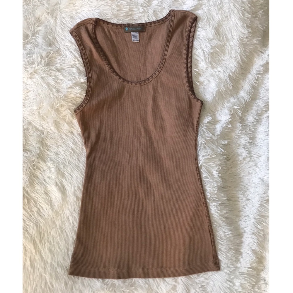Tan Stitch Detail Tank